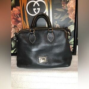 Dooney & Bourke Black Leather Bag with Silver Logo